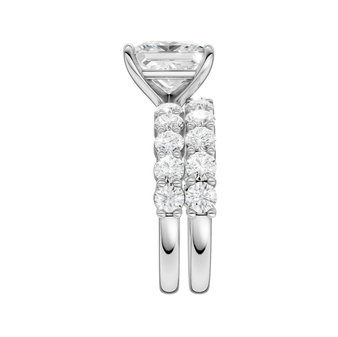 Brilliant 14K White Gold 6CT Lab Diamond Bridal Ensemble