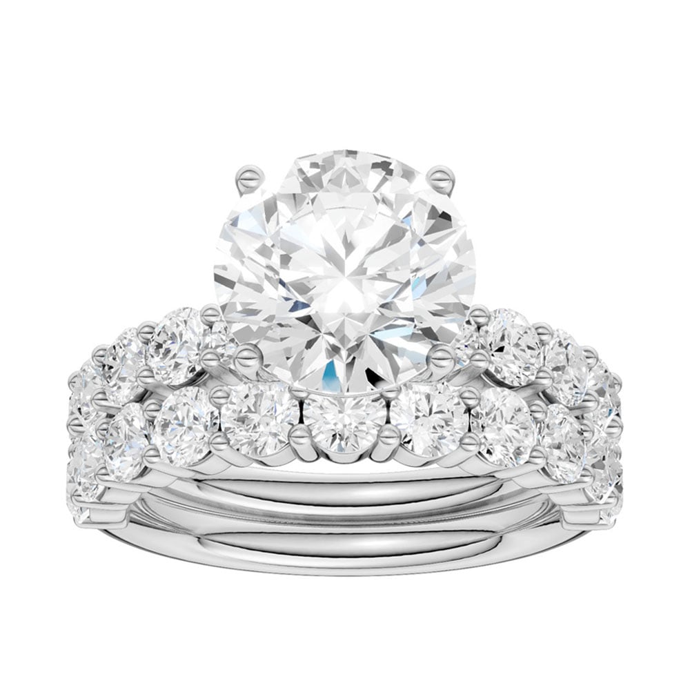 Certified 14K White Gold 6CT Lab Diamond Bridal Ring Set