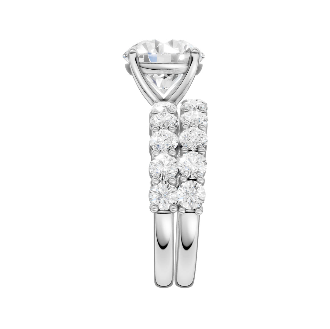 Certified 14K White Gold 6CT Lab Diamond Bridal Ring Set