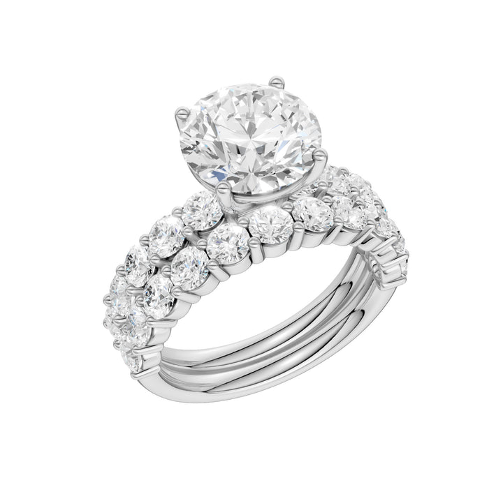 Certified 14K White Gold 6CT Lab Diamond Bridal Ring Set