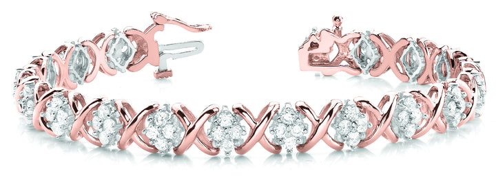 14K Rose Gold Multi-Diamond Fashion Bracelet
