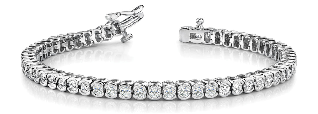 18K White Gold Diamond Bezel Line Bracelet