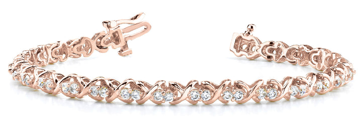 14K Rose Gold Diamond XO Line Bracelet