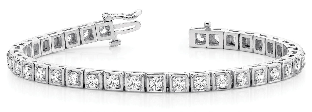 18K White Gold Diamond In-Line Fashion Bracelet