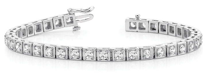 18K White Gold Diamond In-Line Fashion Bracelet