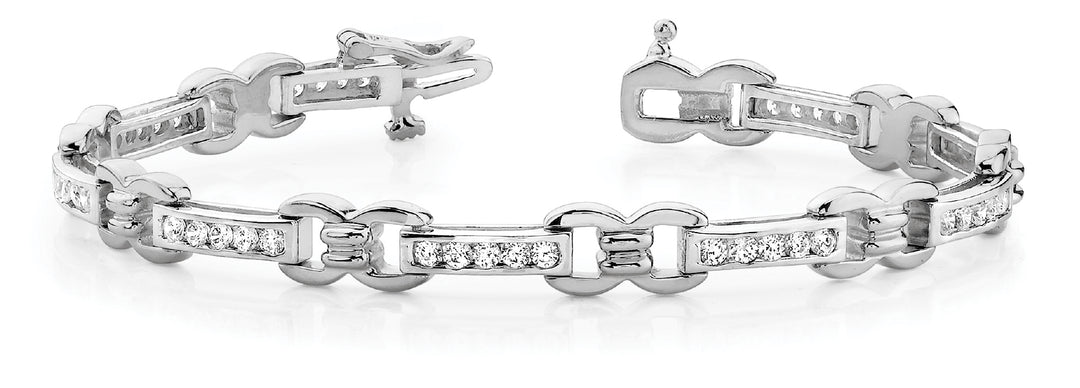 14K White Gold Round Diamond Fashion Bracelet