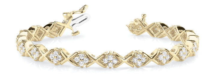 18K Yellow Gold Diamond XO Line Bracelet
