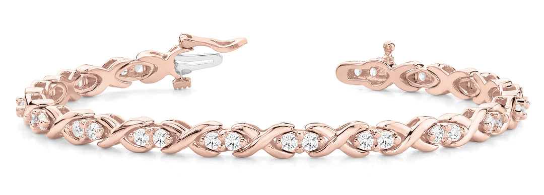 14K Rose Gold Diamond XO Line Bracelet