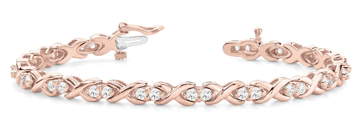 Rose Gold Diamond XO Line Bracelet