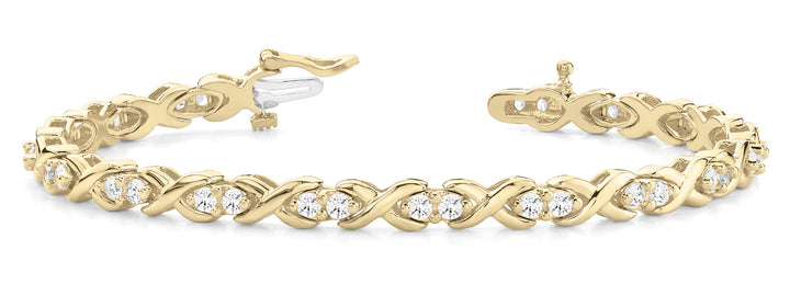 14K Yellow Gold Diamond XO Line Bracelet