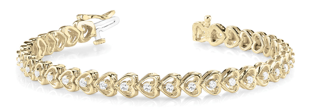 18K Yellow Gold Lab Diamond Heart Line Bracelet