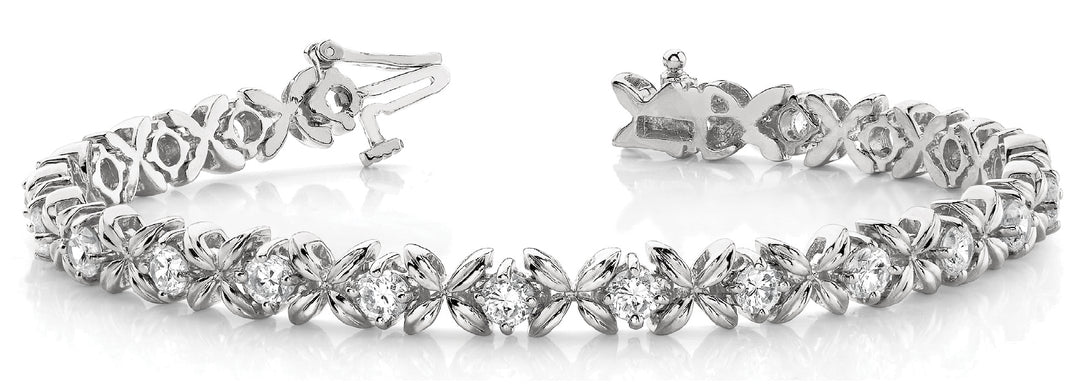 Platinum White Diamond In Line XO Bracelet