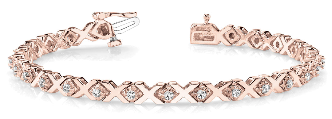 18K Rose Gold Diamond XO Bracelet
