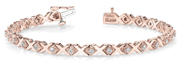 14K Rose Gold Diamond XO Line Bracelet