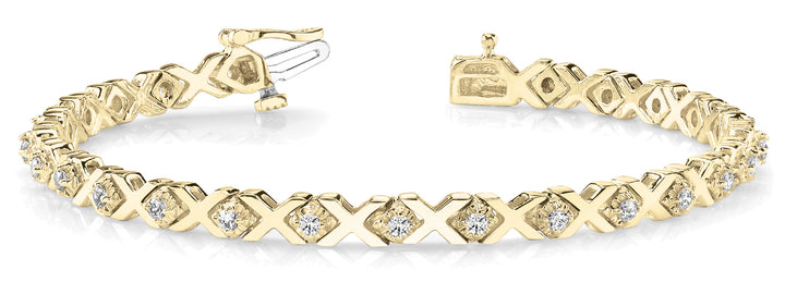 18K Yellow Gold Diamond In Line XO Bracelet