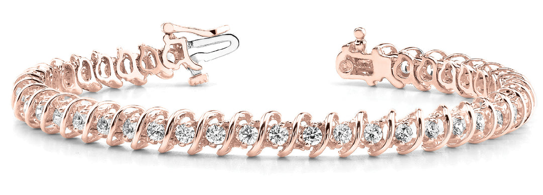 Rose Gold Diamond In Line S Link Bracelet