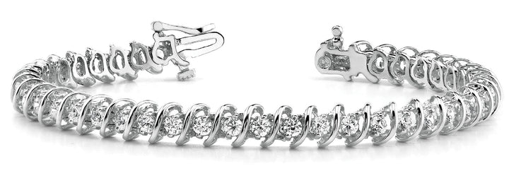 White Platinum 55-Diamond In Line S Link Bracelet