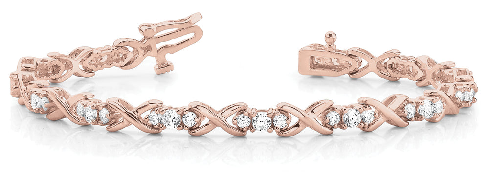 Rose Gold Lab Diamond XO In Line Bracelet