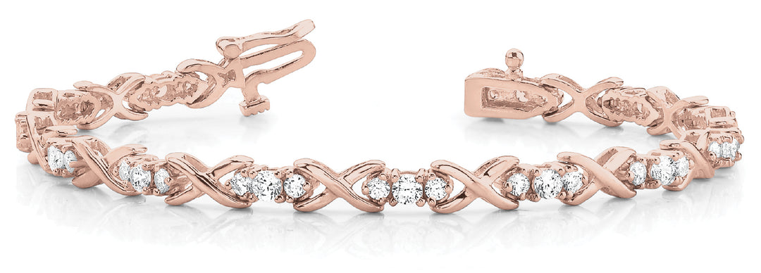 Rose Gold Lab Diamond XO In Line Bracelet