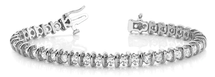 Platinum White Diamond Line Bar Bracelet