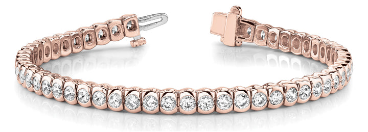 Rose Gold 3 CT Diamond Bezel Tennis Bracelet