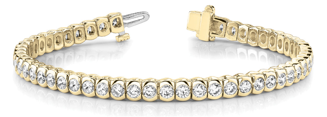 Yellow Gold Lab Diamond Bezel Line Bracelet