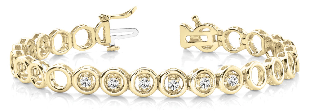 Yellow Gold Diamond In-Line Tennis Bracelet