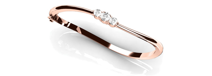18K Rose Gold Round Diamond Bangle