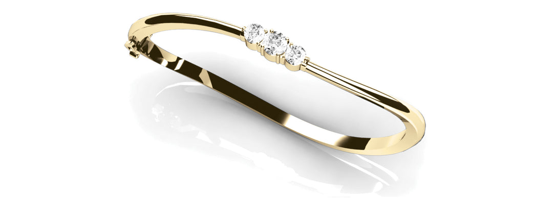 18K Yellow Gold Diamond Fashion Bangle Bracelet