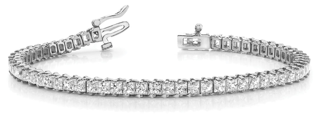 18K White Gold Square Diamond Line Bracelet