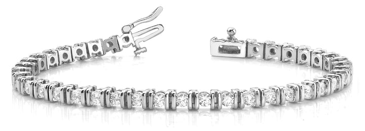 Platinum White Diamond Line Bar Bracelet