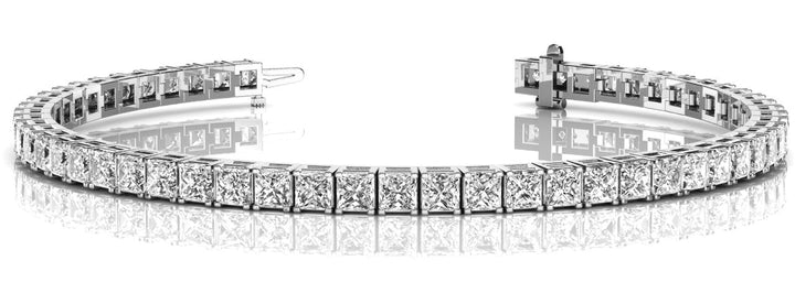 Platinum 10.92 CT Square Diamond Line Bracelet