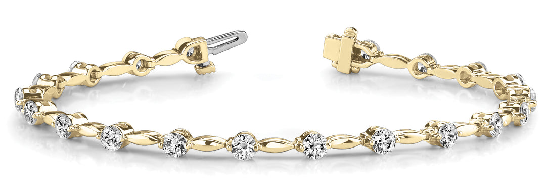18K Yellow Gold Round Diamond Fashion Bracelet