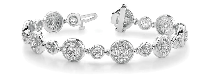 14K White Gold Lab Diamond Vintage Bracelet