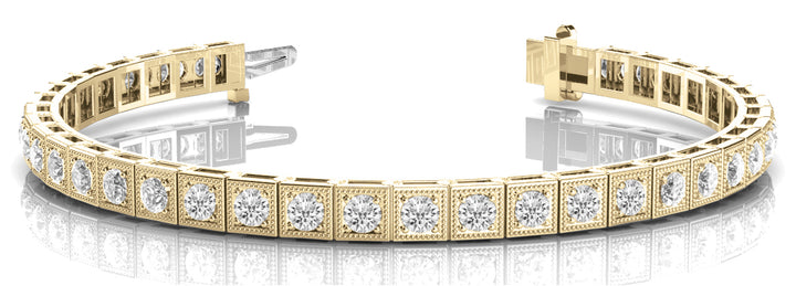 Vintage 14K Yellow Gold Diamond Tennis Bracelet