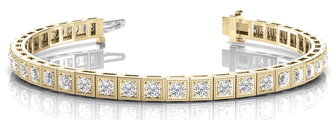 Vintage 18K Yellow Gold Multi-Diamond Bracelet