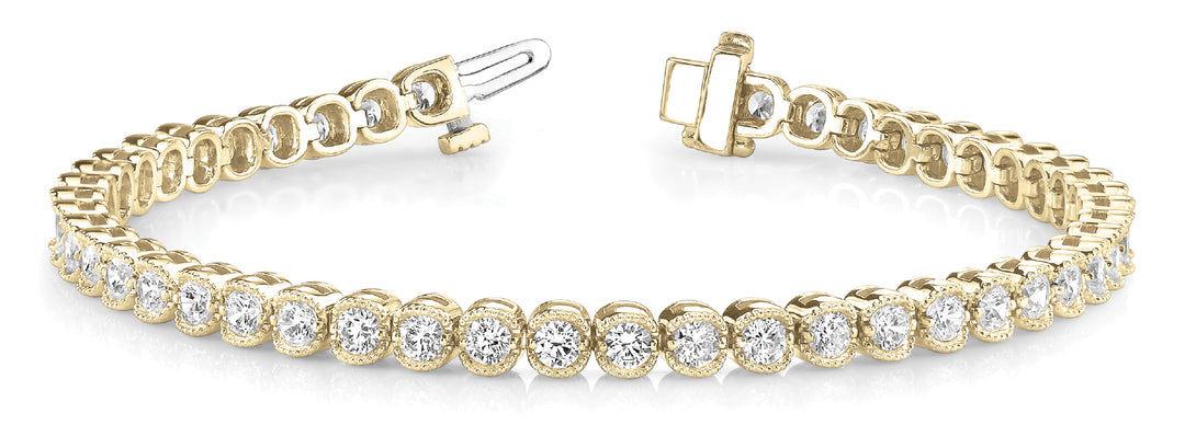 14K Yellow Gold Lab Diamond In-Line Bezel Bracelet