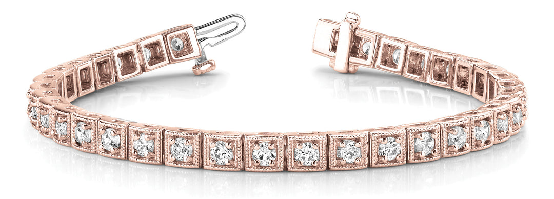 Rose Gold Lab Diamond Vintage Tennis Bracelet