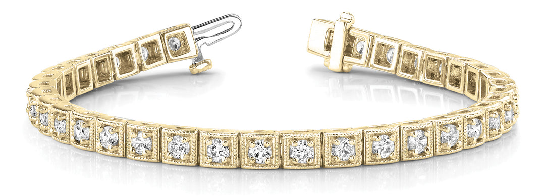 18K Yellow Gold Vintage 1.5 ctw Diamond Tennis Bracelet