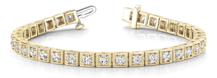 18K Yellow Gold Vintage 1.5 ctw Diamond Tennis Bracelet