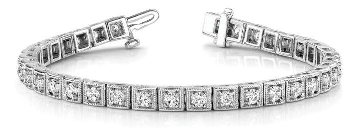 Platinum White Diamond Vintage Bracelet