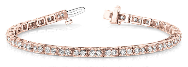 18K Rose Gold Vintage Diamond Tennis Bracelet