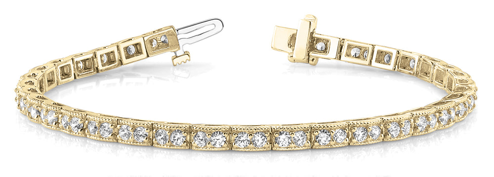Vintage 14K Yellow Gold Diamond Tennis Bracelet