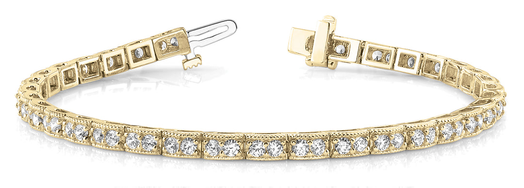 18K Yellow Gold Vintage Diamond Tennis Bracelet