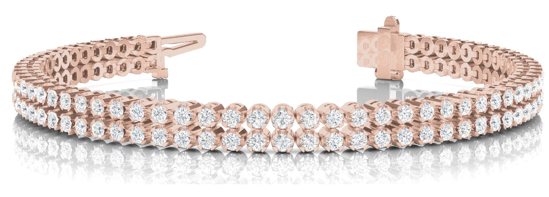 Rose Gold Multi-Row Diamond Tennis Bracelet