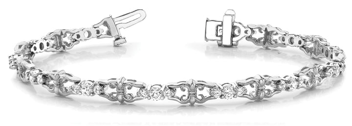 14K White Gold Round Diamond Fashion Bracelet