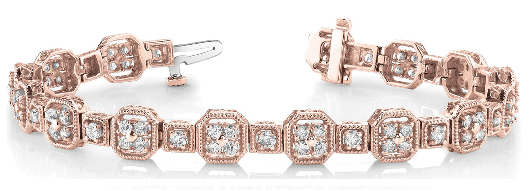 Rose Gold Lab Diamond Vintage Tennis Bracelet