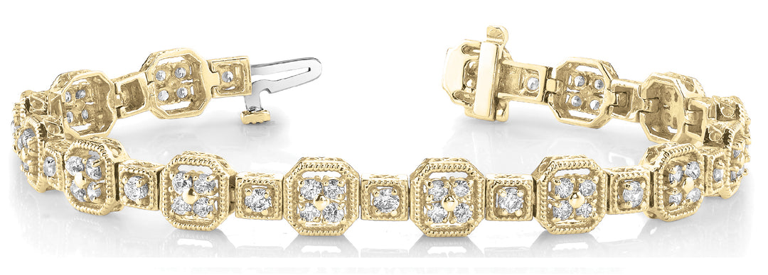 18K Yellow Gold Vintage Diamond Tennis Bracelet