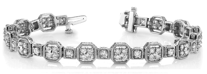 14K White Gold Vintage Diamond Tennis Bracelet
