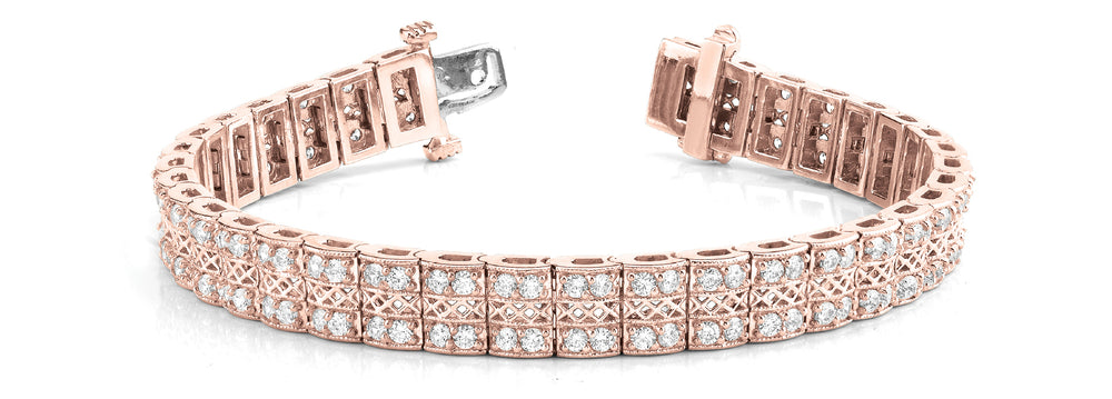 18K Rose Gold 2.25 CT Multi-Row Diamond Bracelet